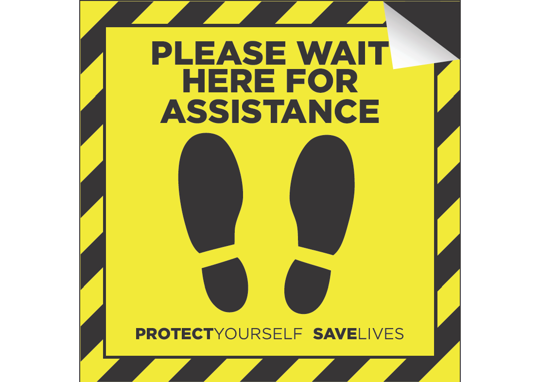 Anti Slip Floor Sticker A5 148 x 210mm 'Please Wait Here'