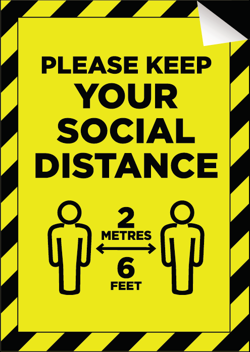 Wall/Window Sticker A5 148 x 210mm 'Please Keep Your Social Distance'