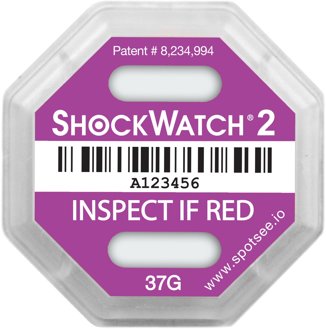 PURPLE 37G ShockWatch 2 Incl. Backing Label and Serial No.
