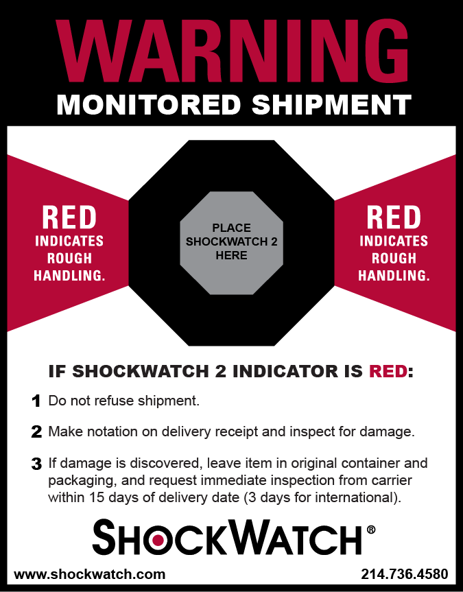 ShockWatch 2 Companion Labels (200 labels/roll) - Size: 4.5" x 5.75"