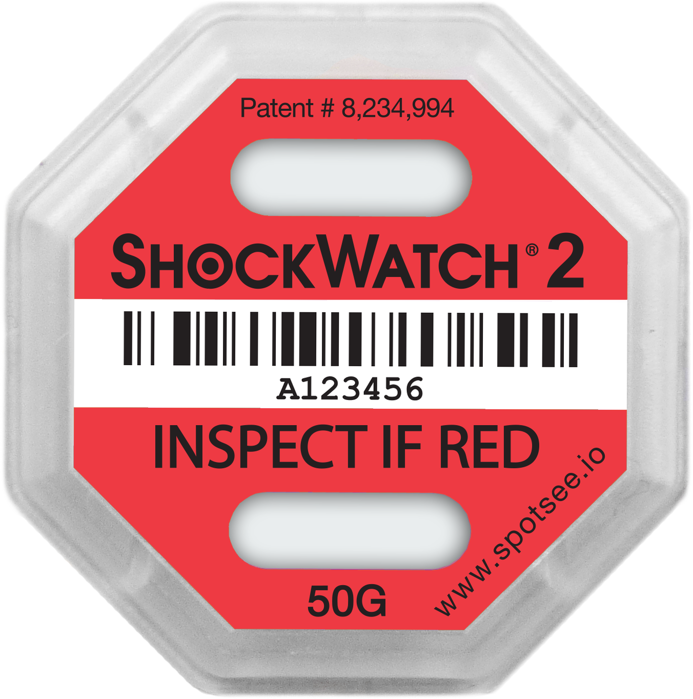 RED 50G ShockWatch 2 Incl. Backing Label and Serial No.